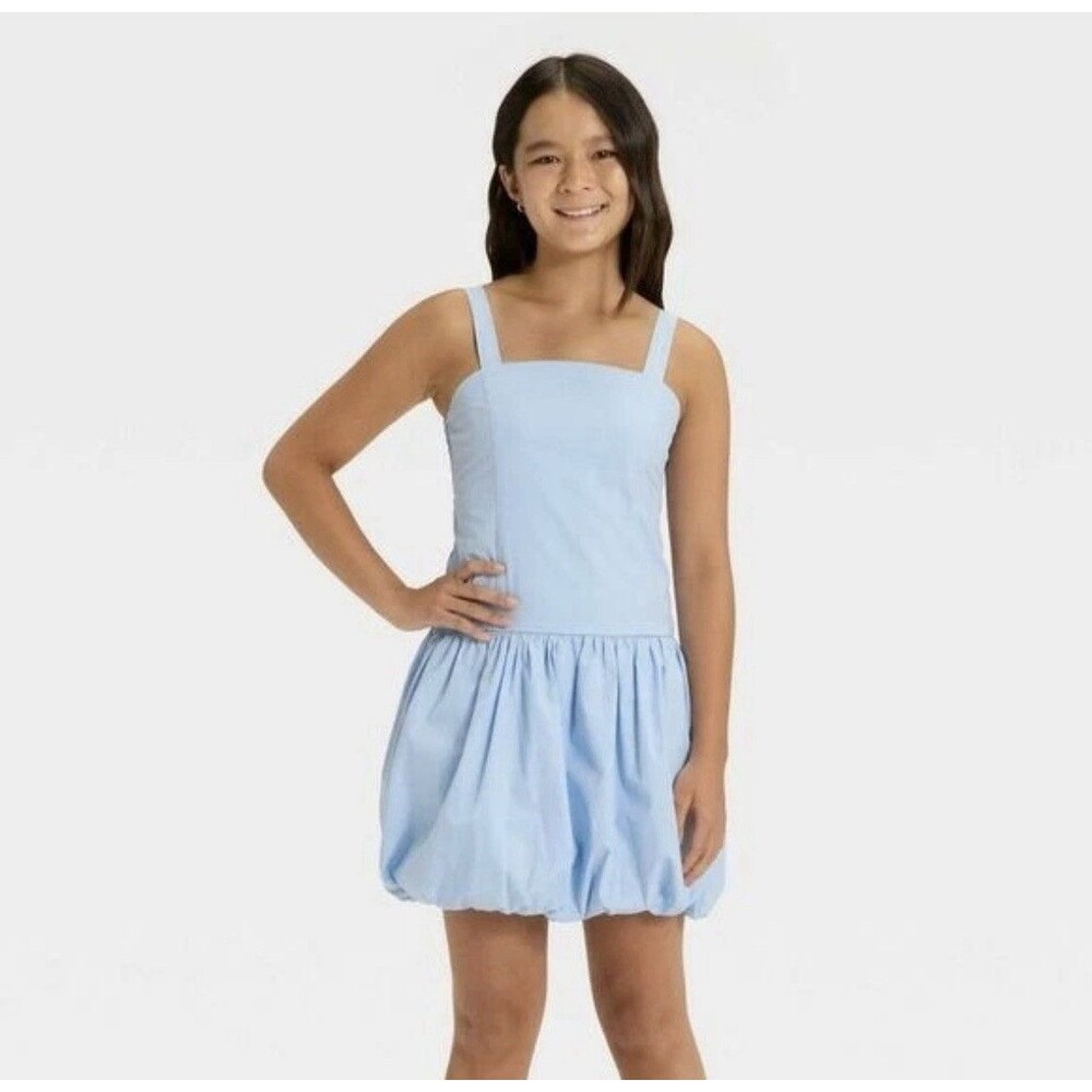 Art Class Girls Mini Bubble Dress Light Blue